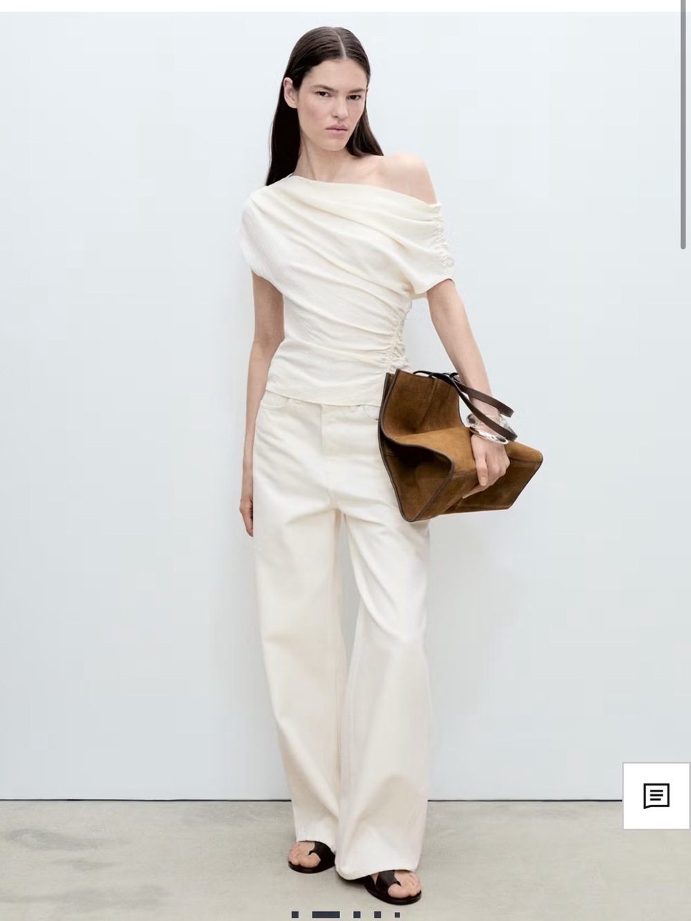ASYMMETRICAL Ruched mango top - Picture 3 of 4